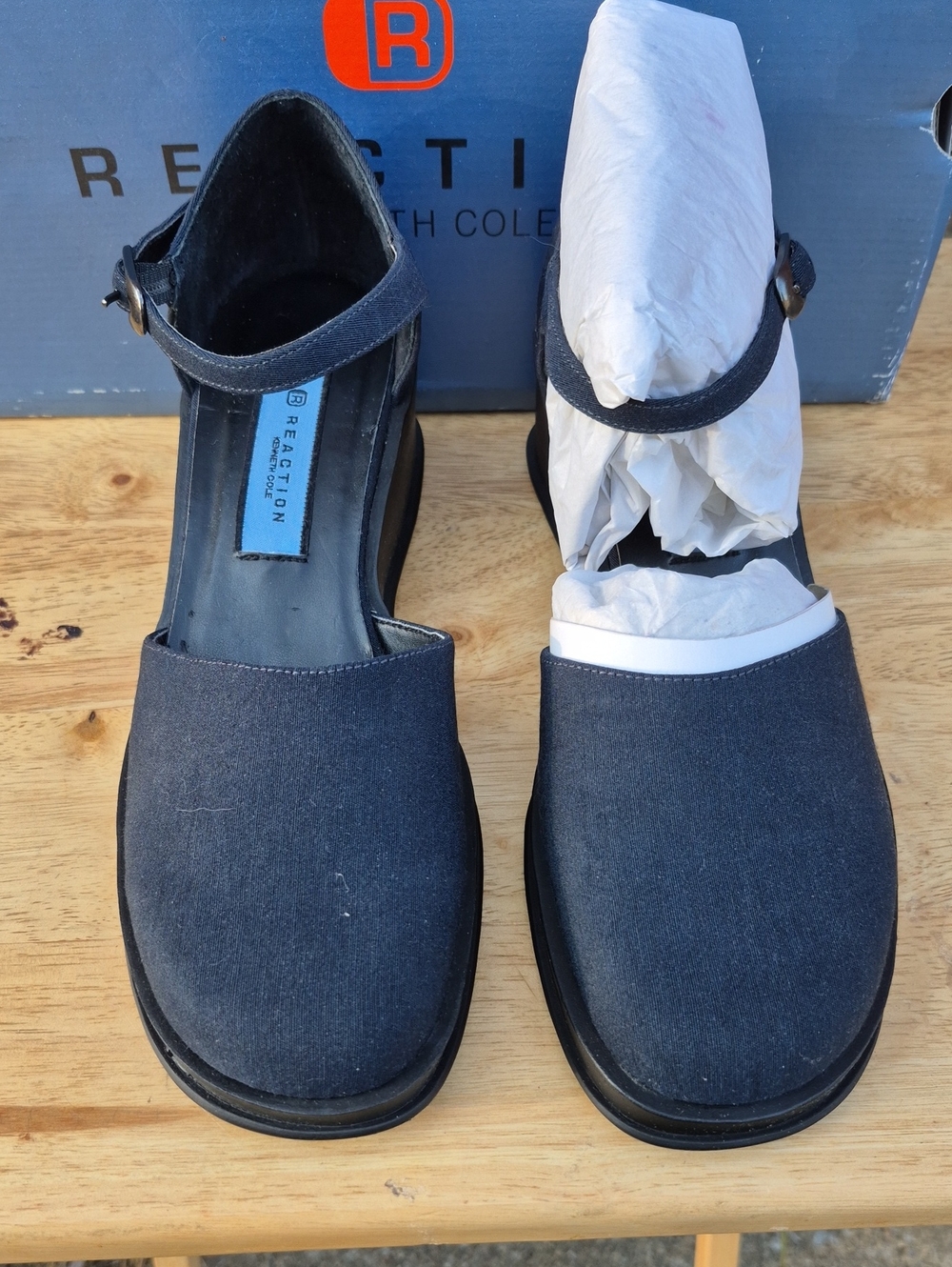 Kenneth Cole Reaction 7.5 Blue Platform Wedge Mary Jane - New - Picture 3 of 11